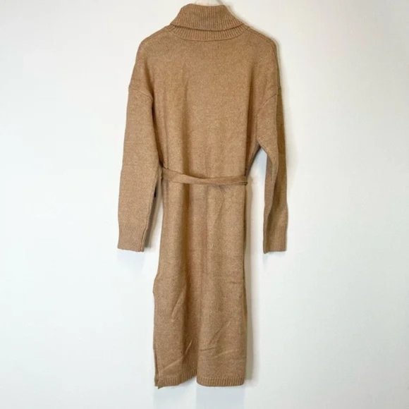 Rachel and Zoe Size 2X Long Sweater Dress with Tie Light Brown Turtleneck NWt - Picture 2 of 6